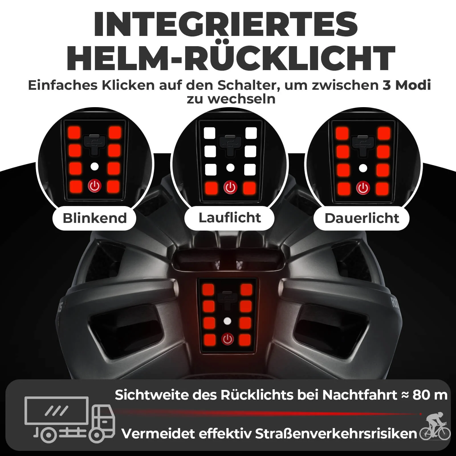 Fahrradhelm mit Rücklicht 55-61cm - Image 7