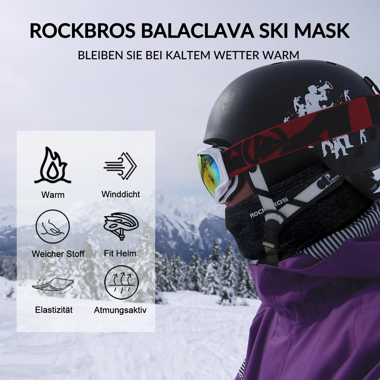 ROCKBROS Sturmhaube Herbst Winter Balaclava für Outdoorsports Unisex - Image 18
