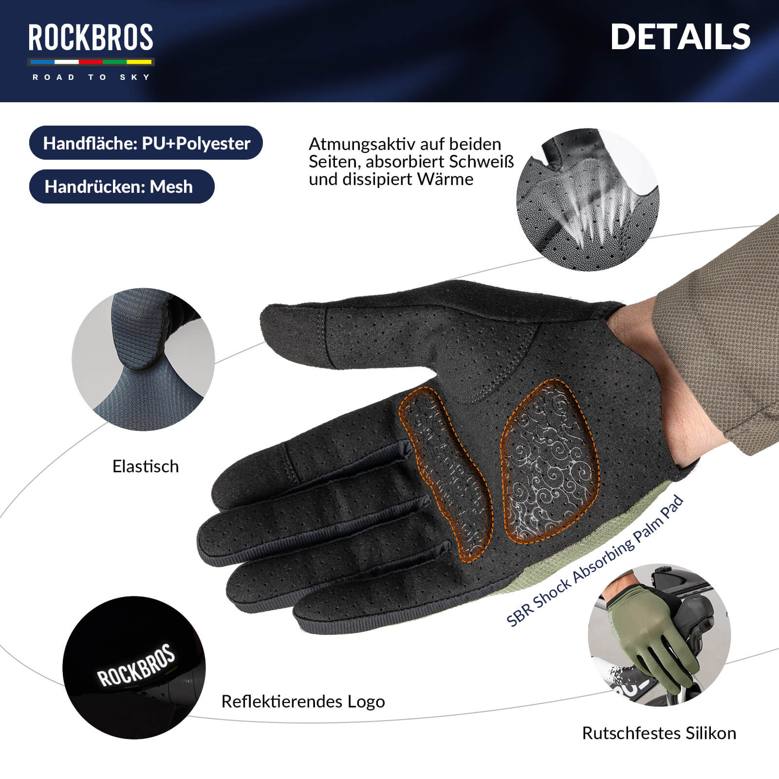 ROAD TO SKY Fahrradhandschuhe Atmungsaktiv mit Touchscreen Sommer/Frühling - Image 8