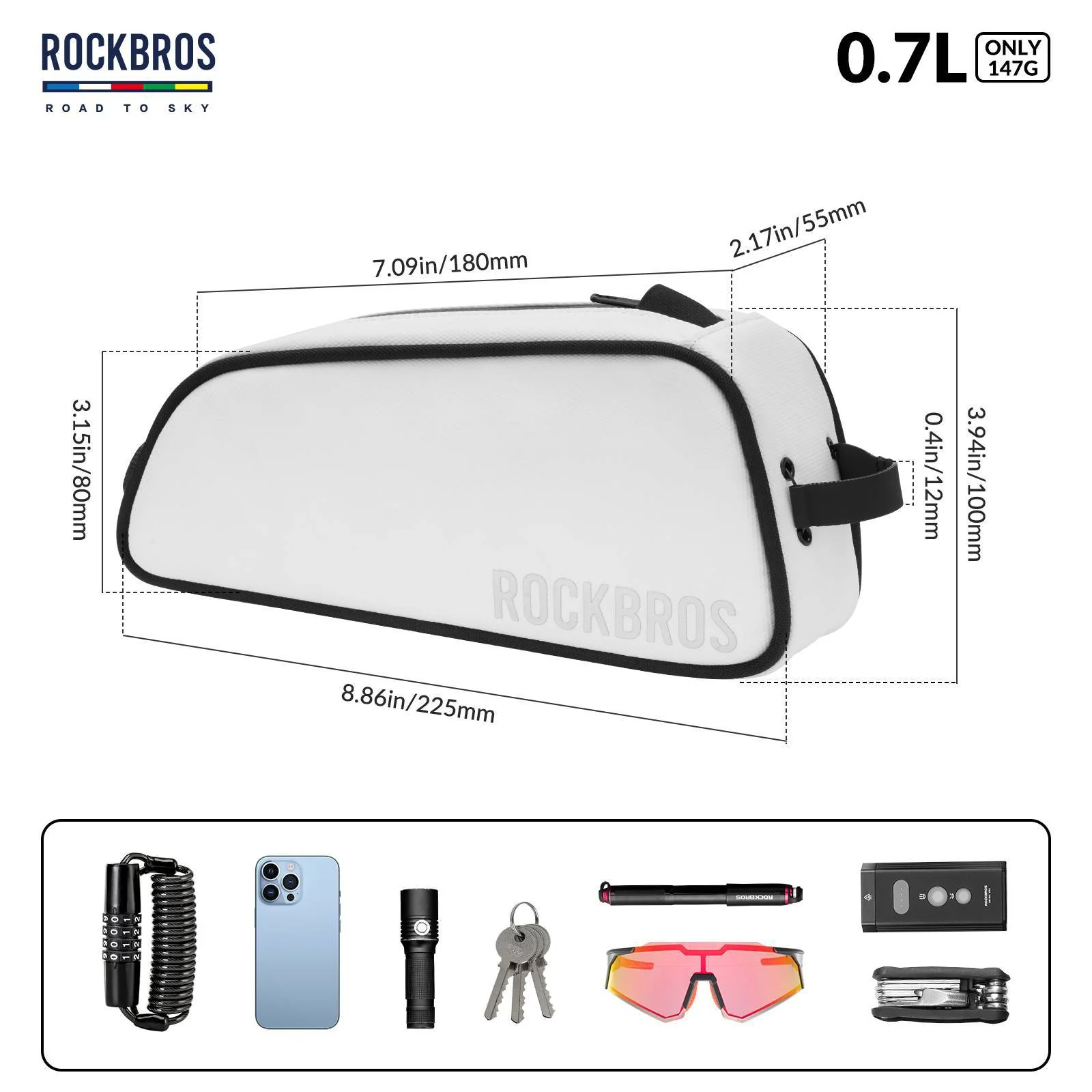 ROAD TO SKY Reflektierende Wasserabweisende Fahrrad Oberrohrtasche - Image 19