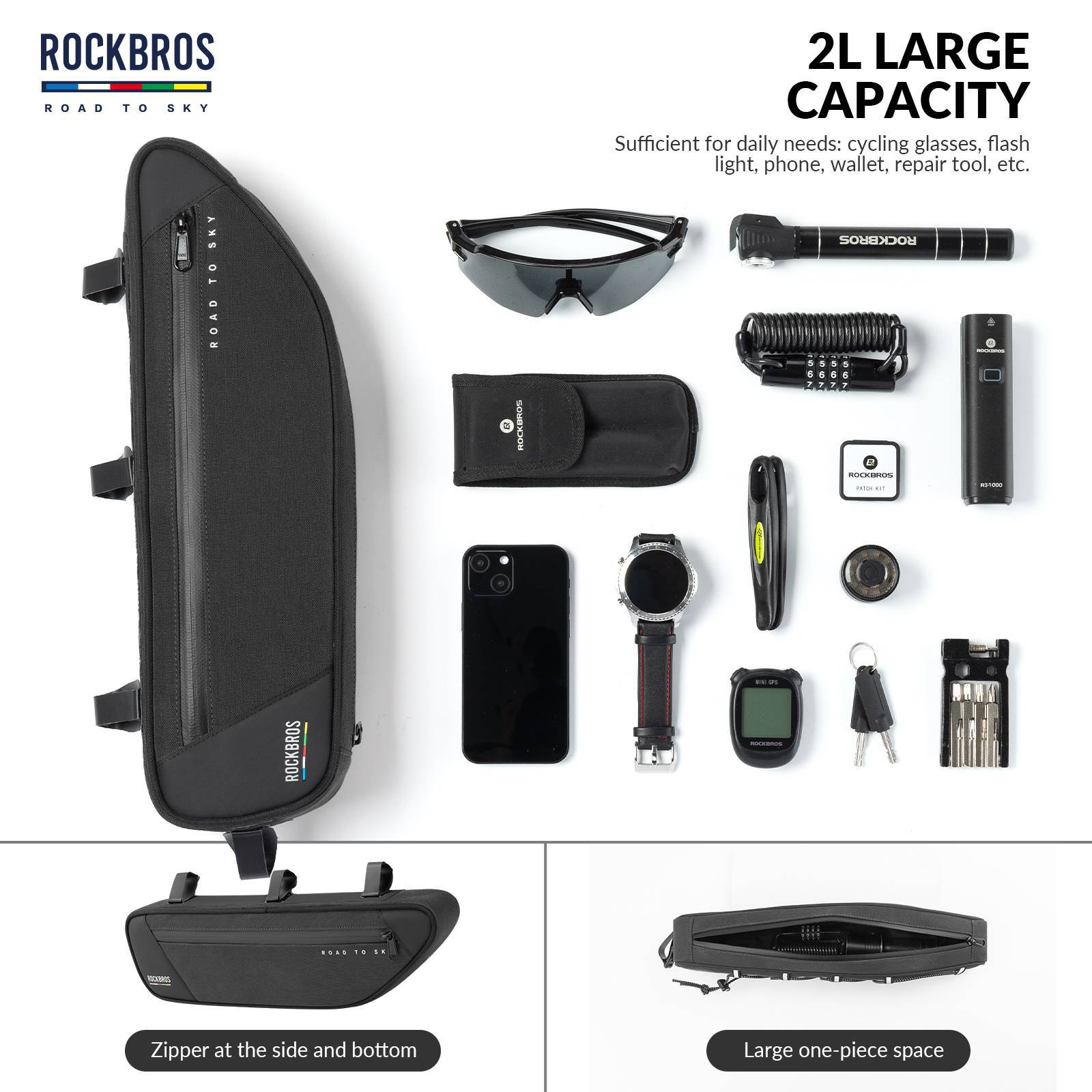 ROAD TO SKY Reflektierende Wasserdichte Fahrrad 2L Dreieckstasche - Image 32