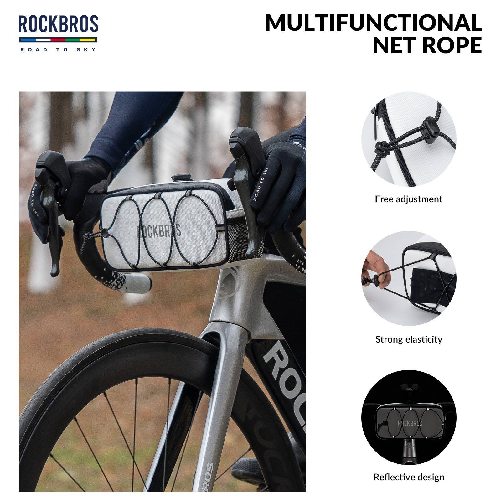 ROAD TO SKY Wasserdichte reflektierende Fahrradlenkertasche - Image 11