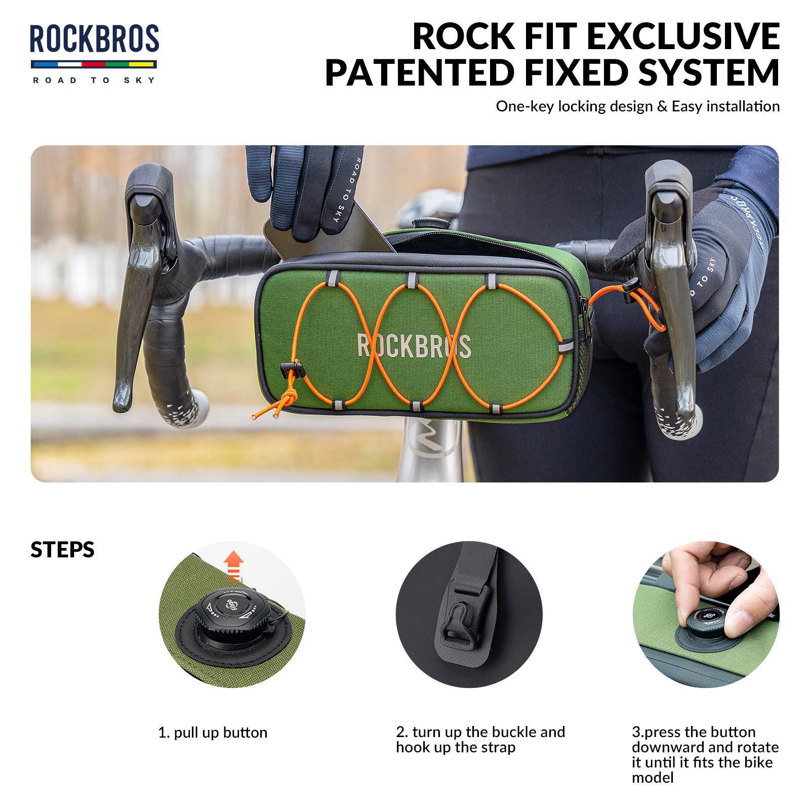 ROAD TO SKY Wasserdichte reflektierende Fahrradlenkertasche - Image 19