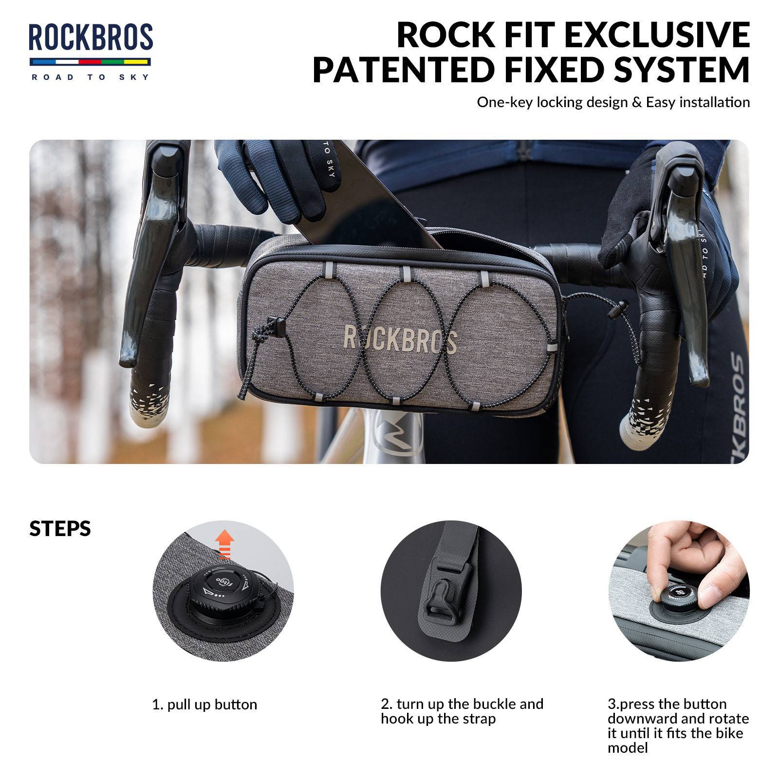 ROAD TO SKY Wasserdichte reflektierende Fahrradlenkertasche - Image 22