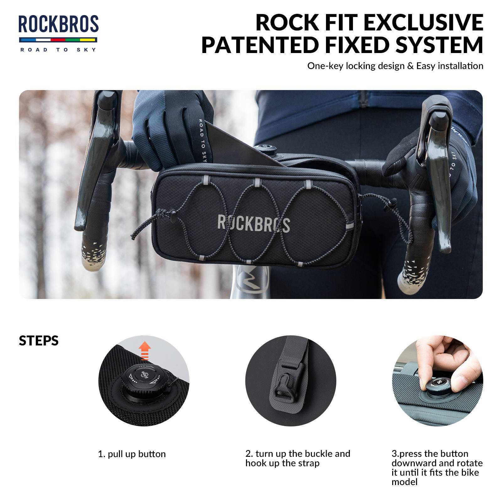 ROAD TO SKY Wasserdichte reflektierende Fahrradlenkertasche - Image 28