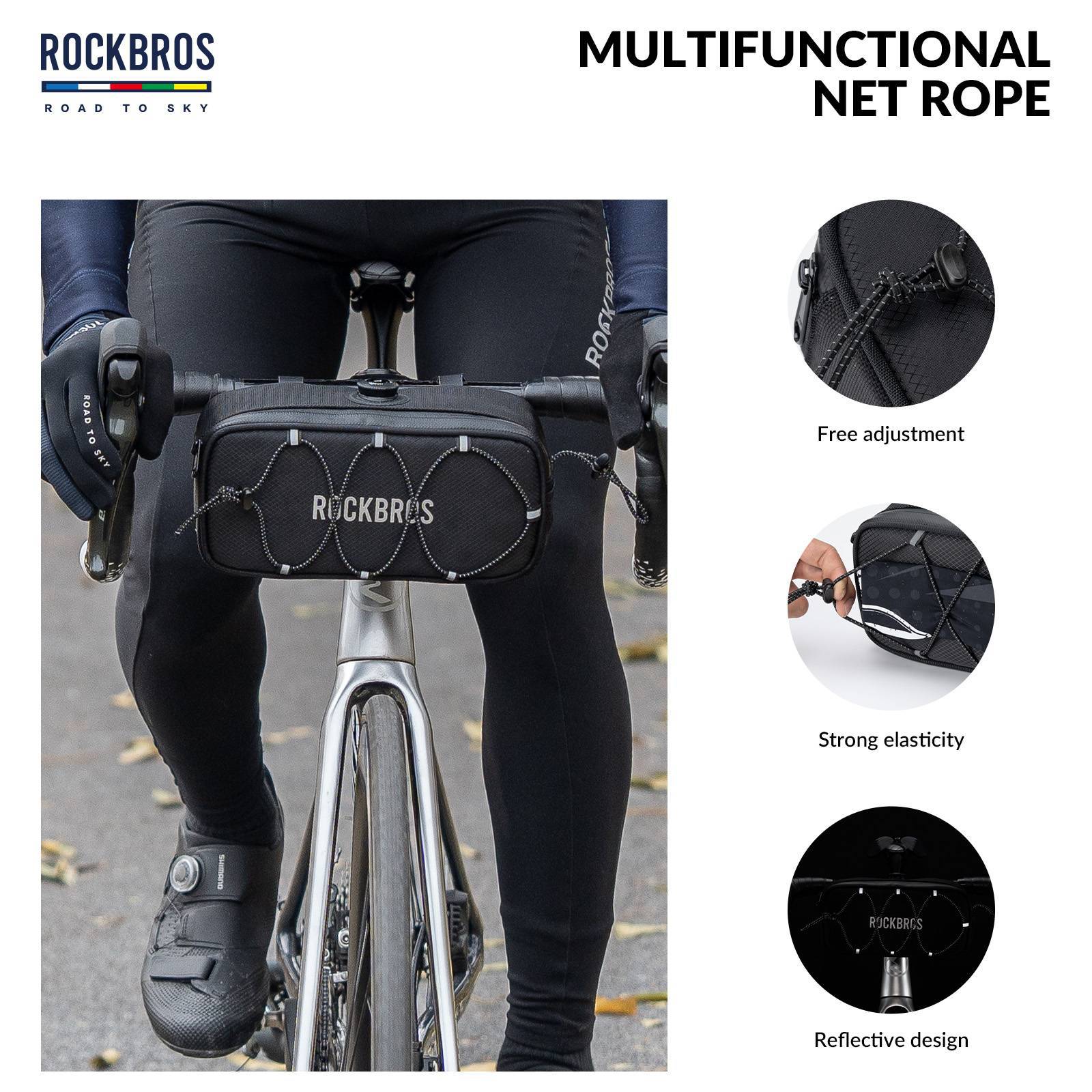 ROAD TO SKY Wasserdichte reflektierende Fahrradlenkertasche - Image 32