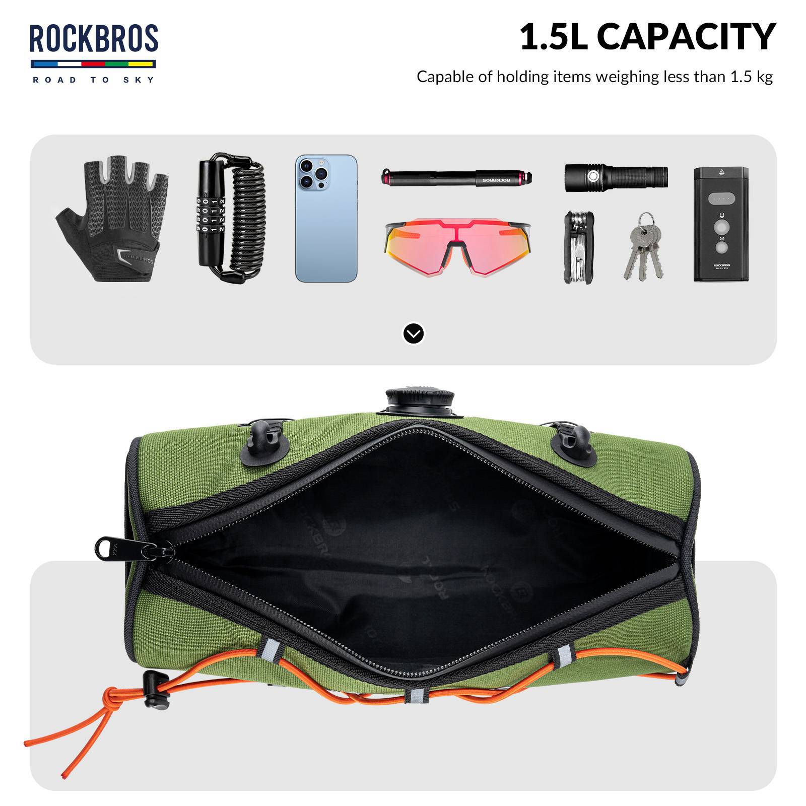 ROAD TO SKY Wasserdichte Reflektierende Zylindrische Lenkertasche - Image 5