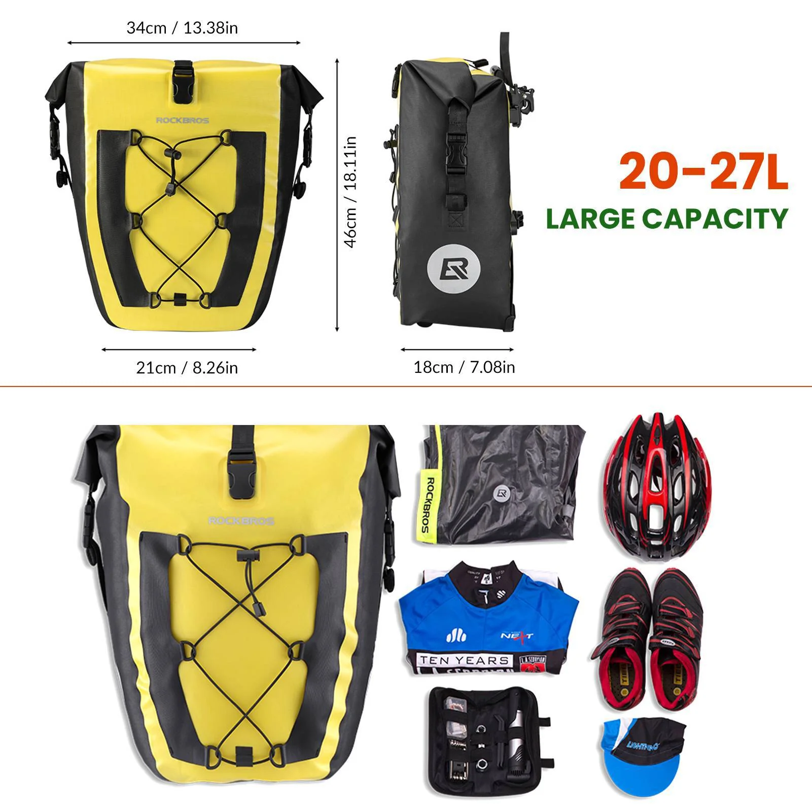 ROCKBROS 100 % wasserdichte Transporttaschen mit Netztasche 27L - Image 10