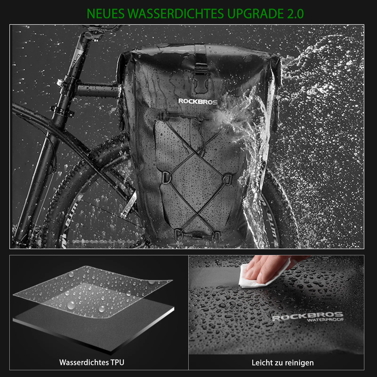 ROCKBROS 100 % wasserdichte Transporttaschen mit Netztasche 27L - Image 14