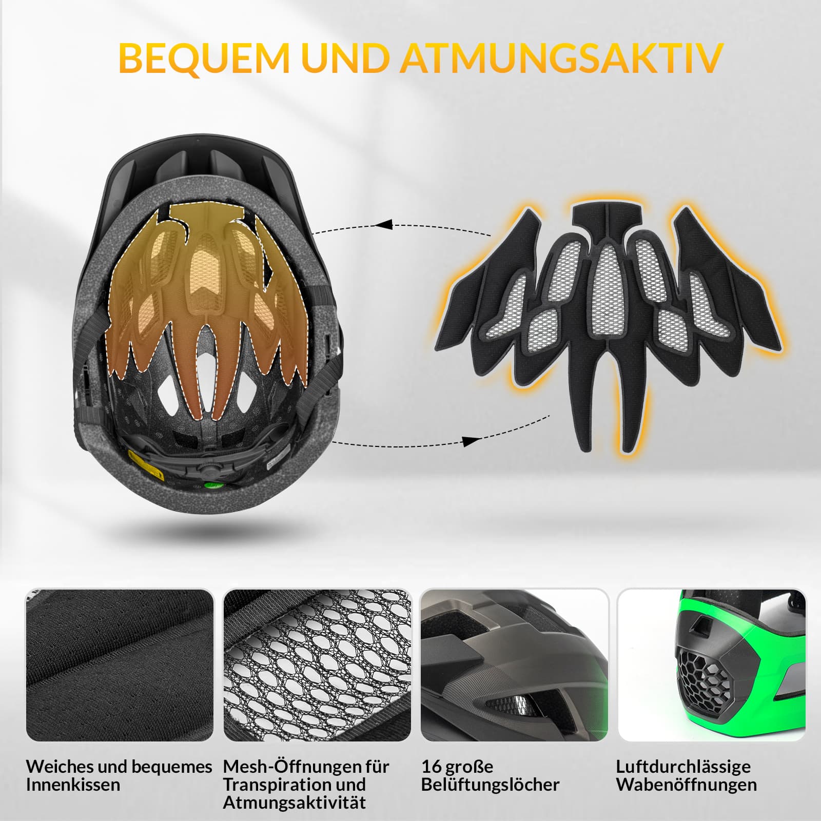 ROCKBROS Kinderhelm BMX MTB Downhill Helm mit Abnehmbarem Kinnschutz und Krempe - Image 15