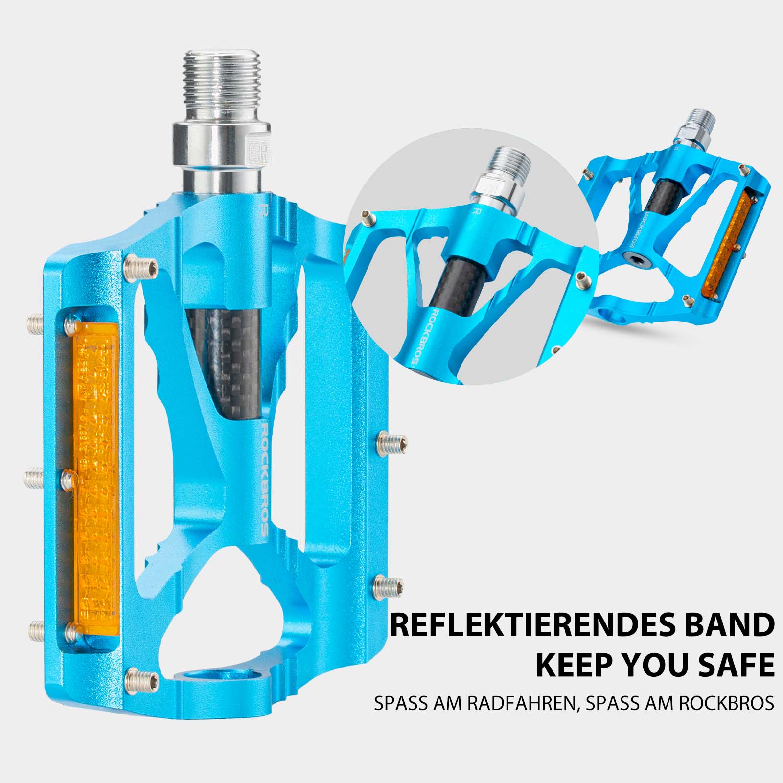 ROCKBROS Alu Fahrradpedale 9/16 Zoll mit zwei PVC Reflektoren - Image 5