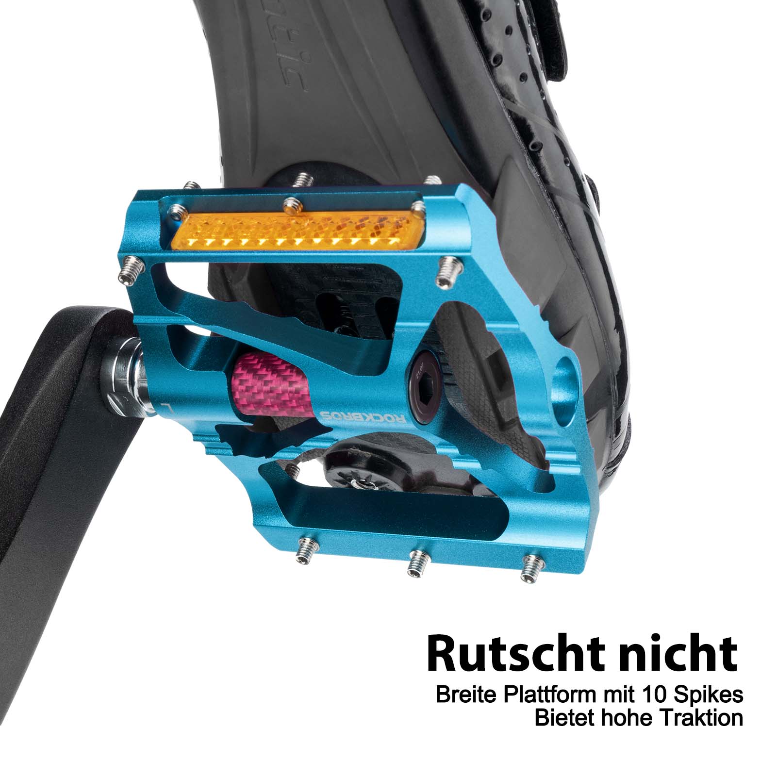 ROCKBROS Alu Fahrradpedale 9/16 Zoll mit zwei PVC Reflektoren - Image 7