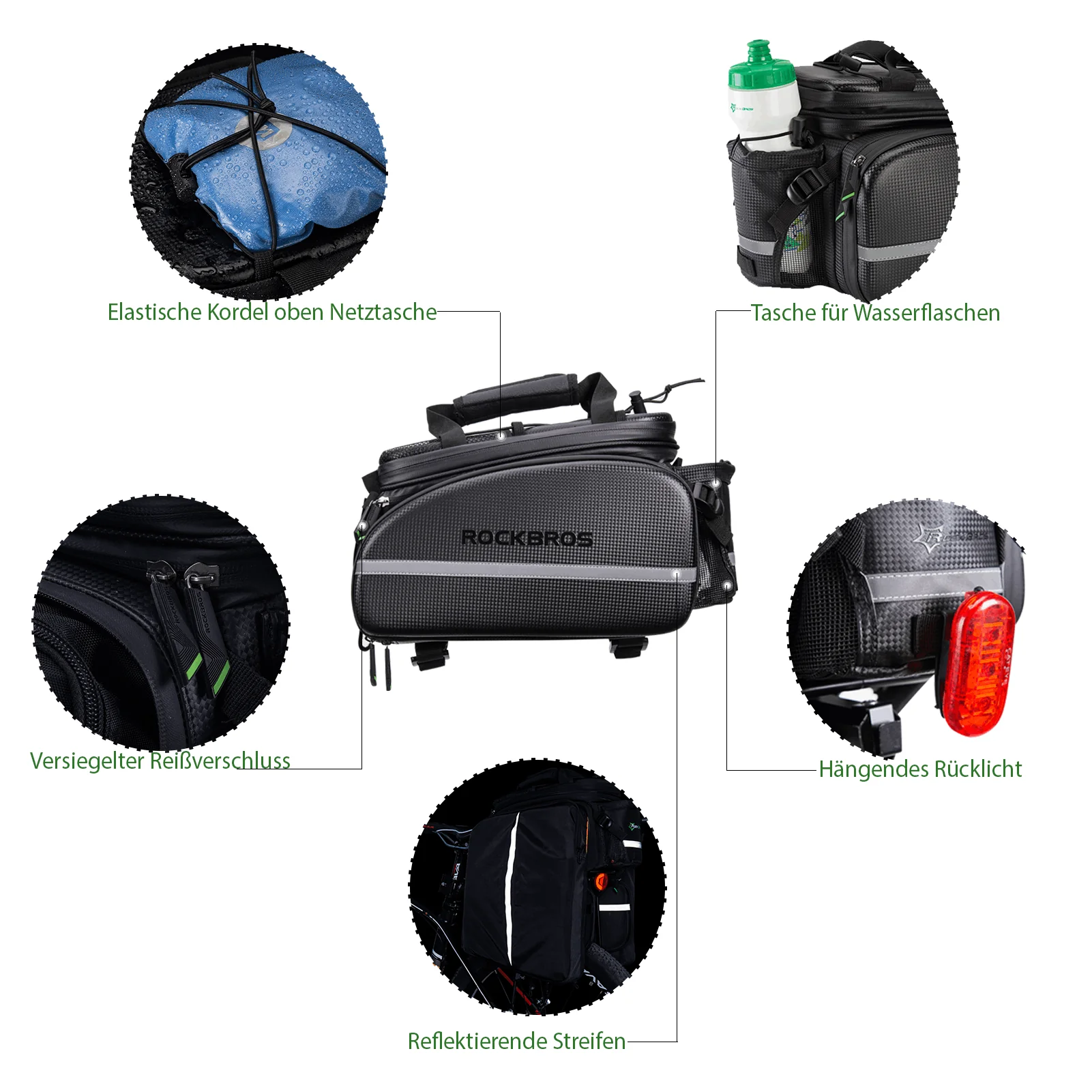 ROCKBROS Fahrrad Gepäckträgertasche 10-35L Wasserdicht Transporttasche - Image 6