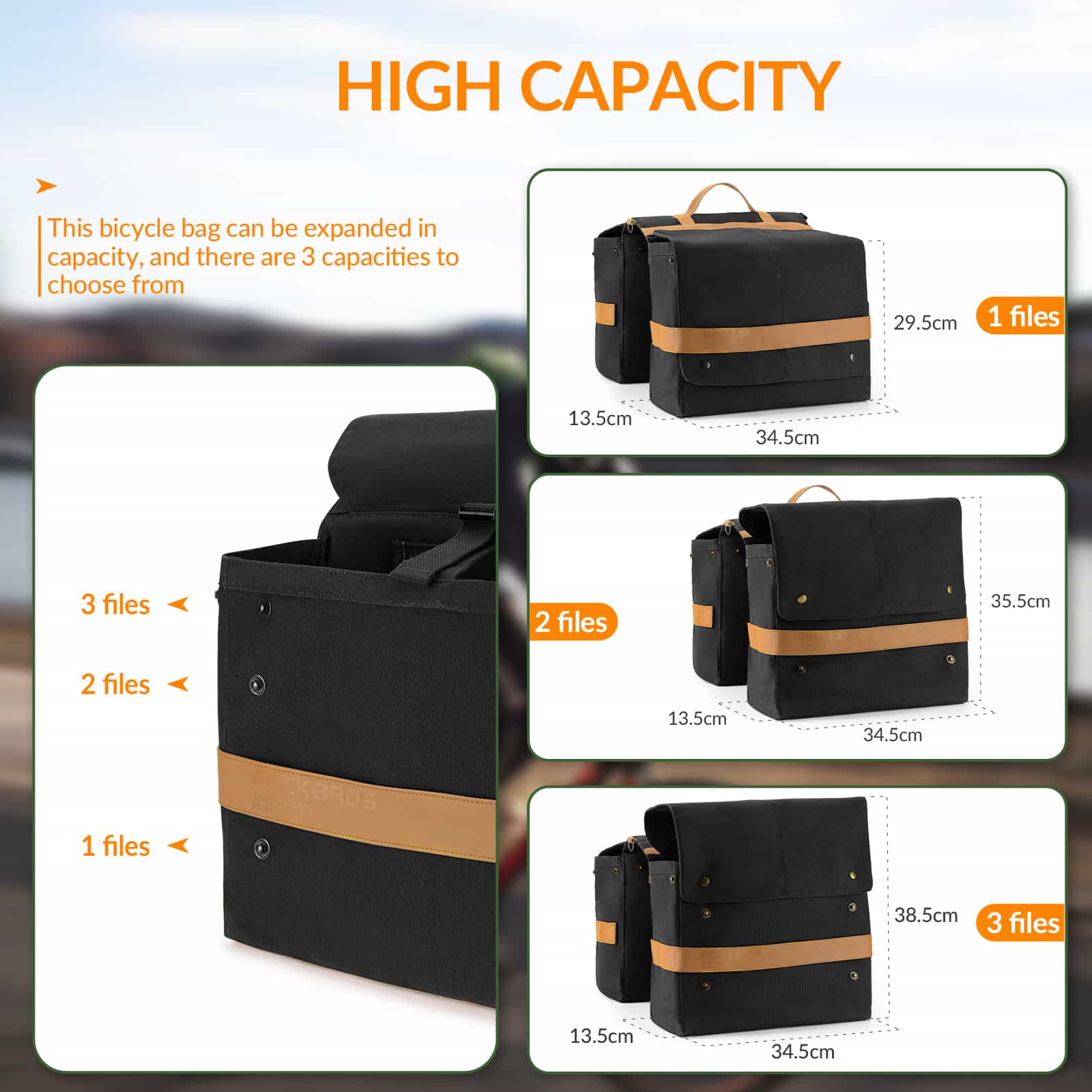 ROCKBROS Fahrrad Gepäckträgertasche mit Tragegriff 27L 3 Farbe - Image 6