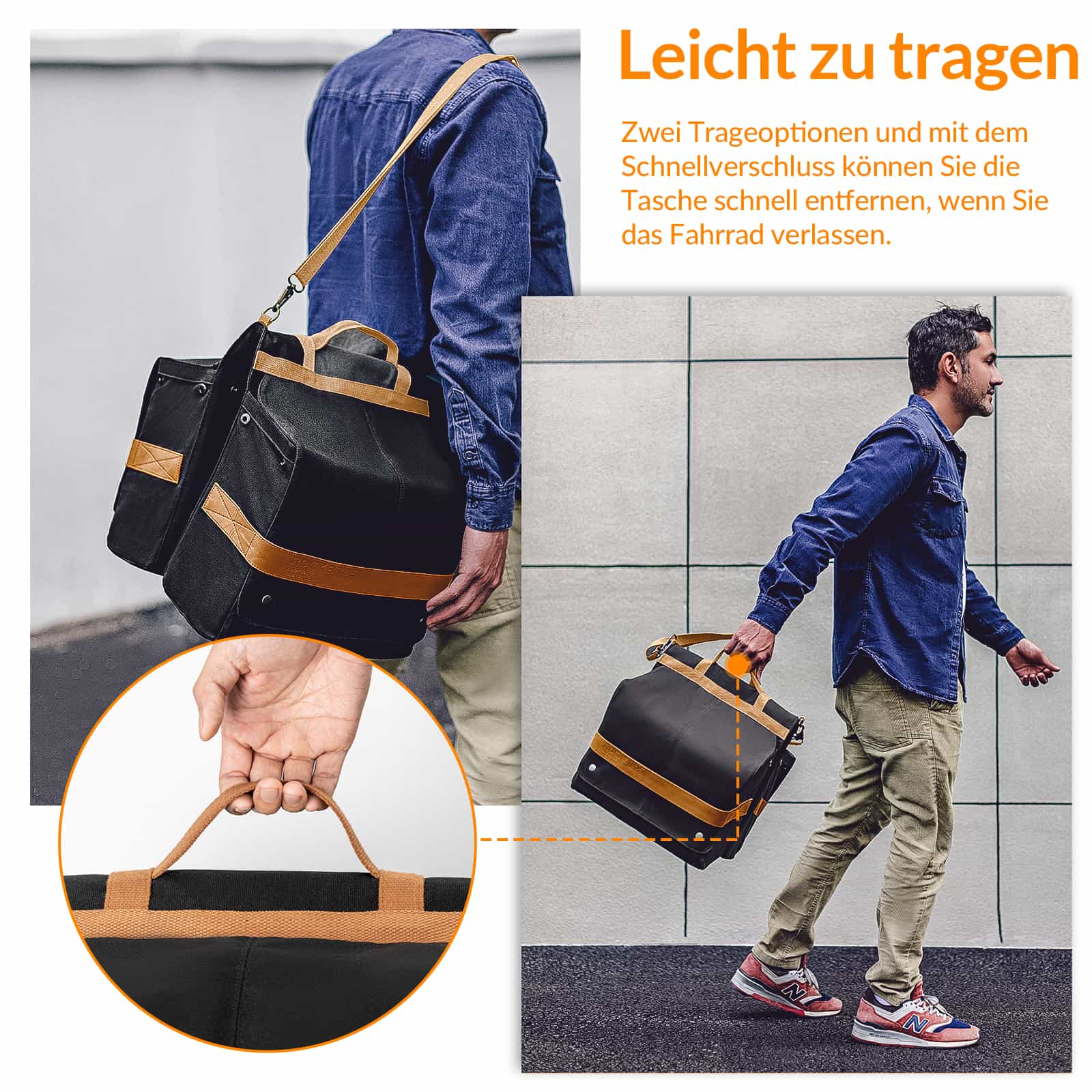 ROCKBROS Fahrrad Gepäckträgertasche mit Tragegriff 27L 3 Farbe - Image 8