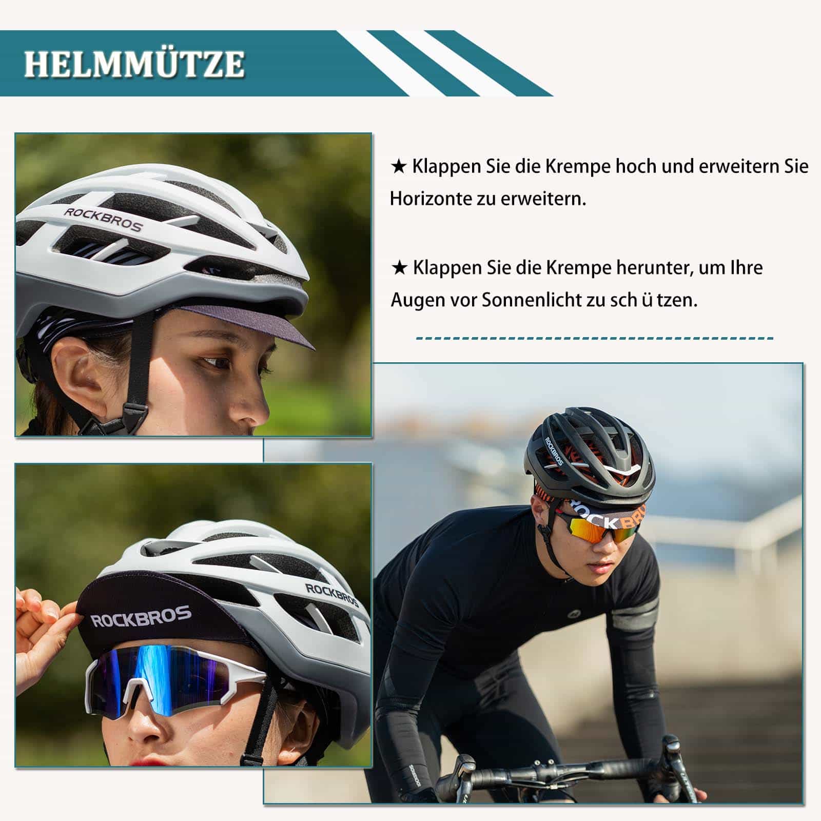 ROCKBROS Fahrrad Kappe UV-Schutz Sport Hut für Damen Herren 54-61 cm - Image 14
