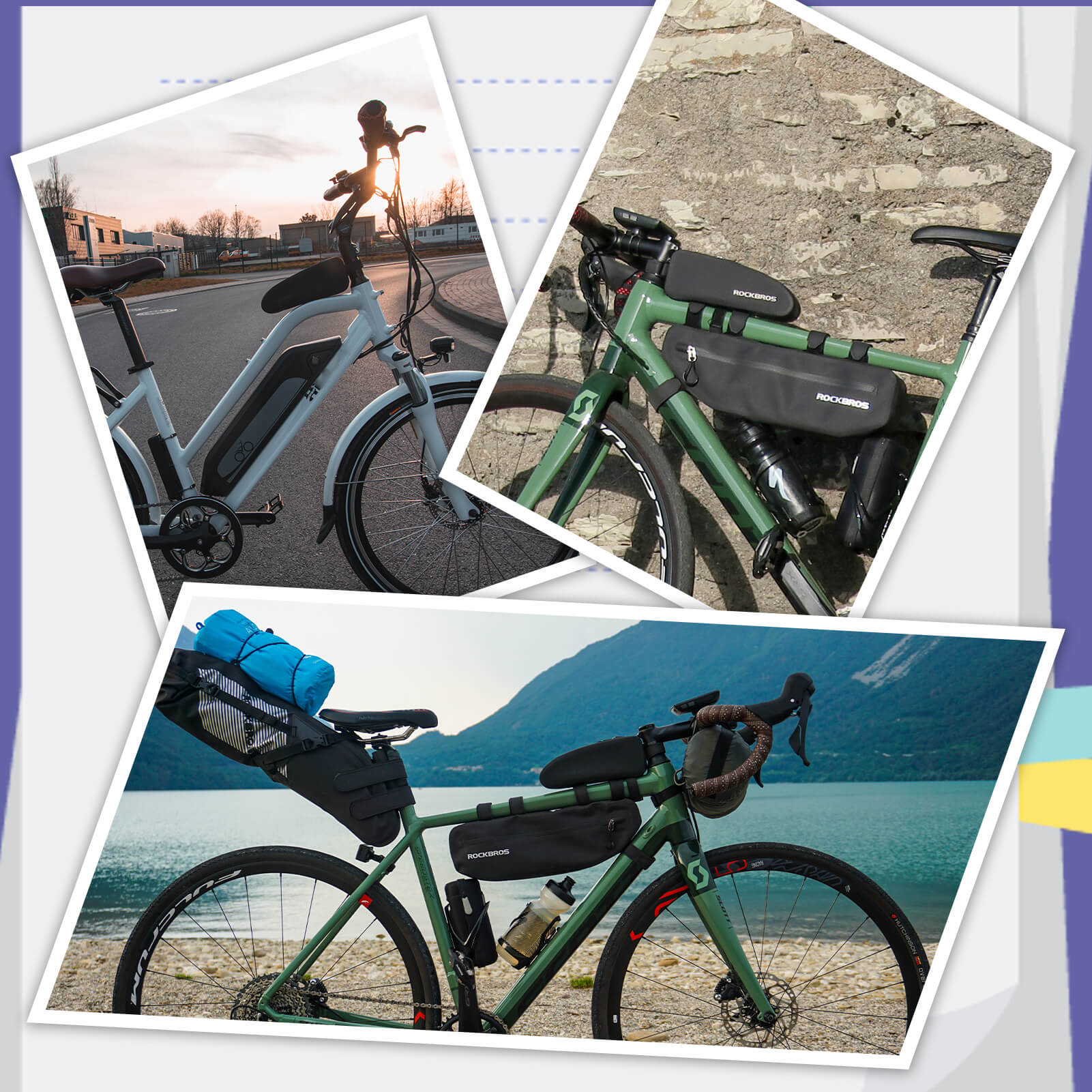 ROCKBROS Fahrrad Rahmentasche wasserdicht Staubfest Schwarz 1L/1,6 L - Image 8