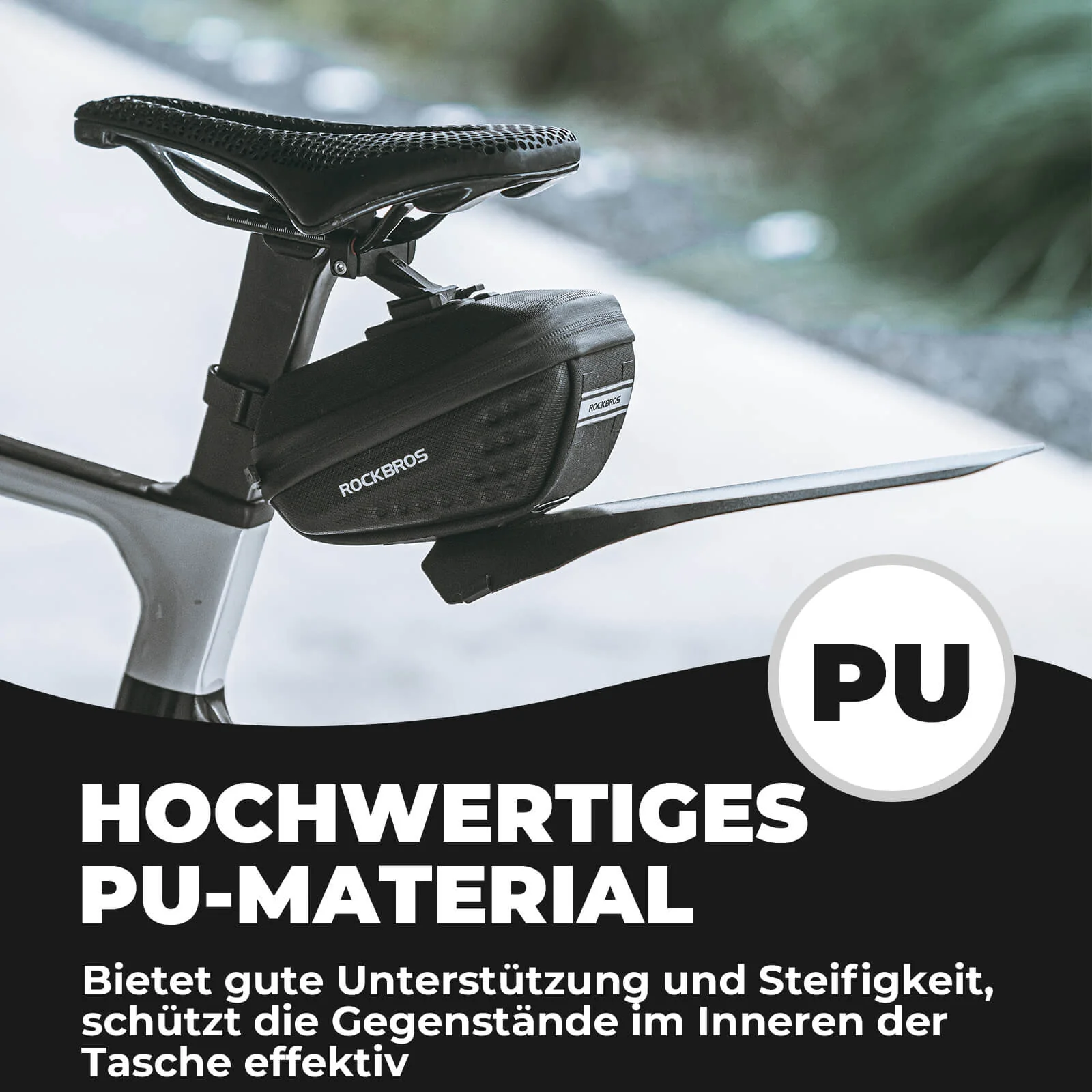ROCKBROS Fahrrad Satteltasche mit Schutzblech Wasserabweisend 1,3L/0.8L - Image 11