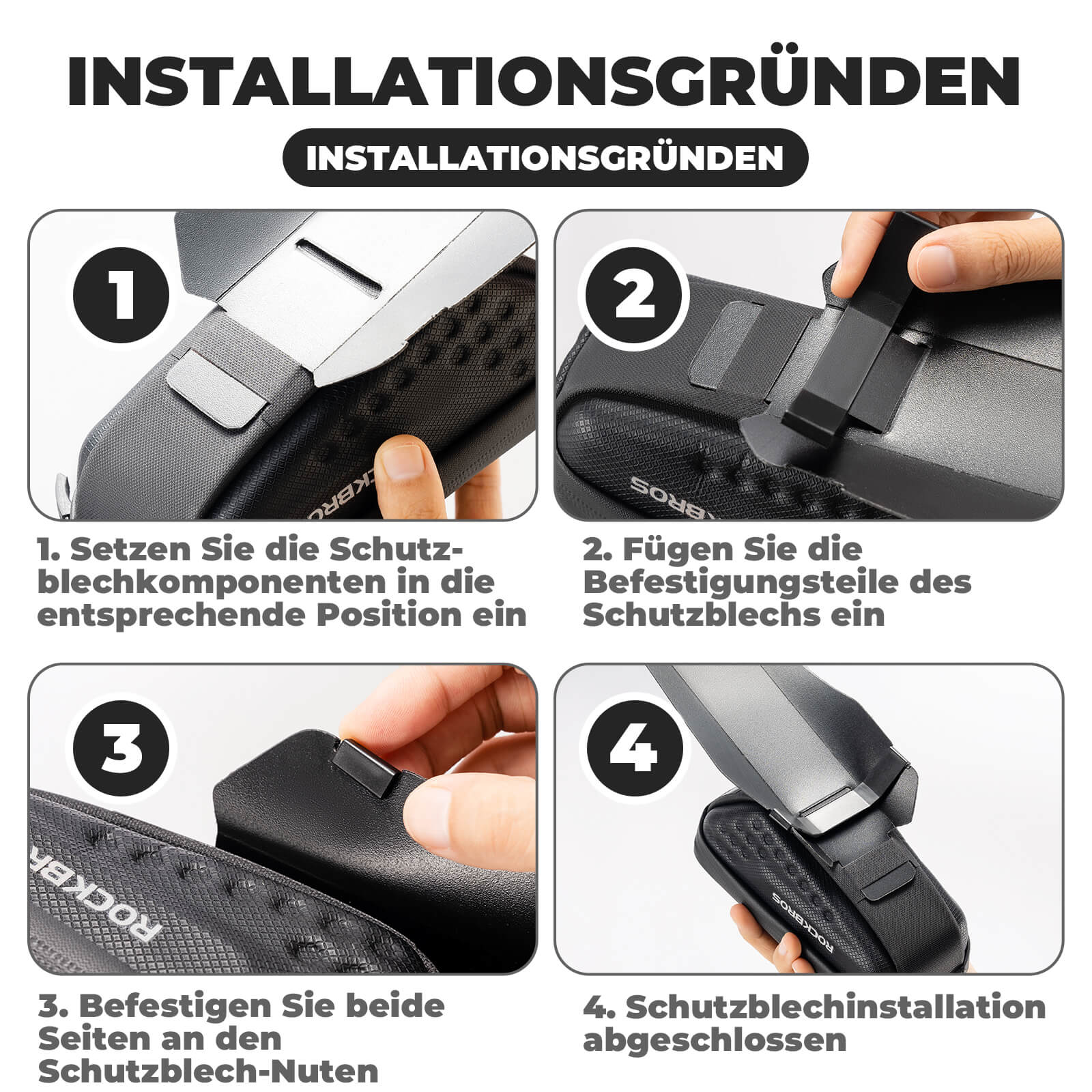 ROCKBROS Fahrrad Satteltasche mit Schutzblech Wasserabweisend 1,3L/0.8L - Image 6