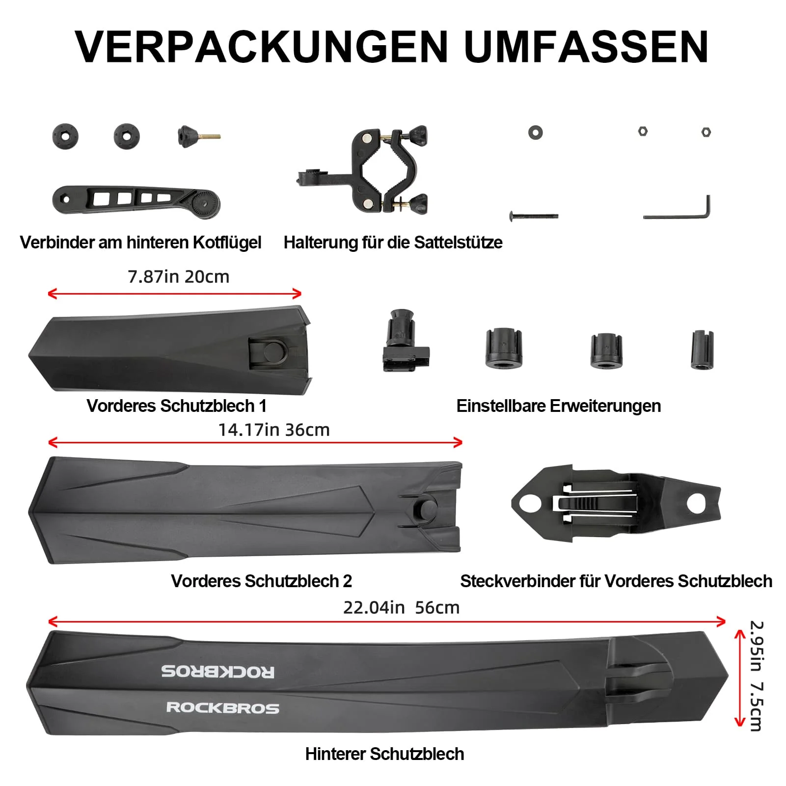 ROCKBROS Fahrrad Schutzblech Set MTB Spritzschutz 26 Zoll Schwarz - Image 8