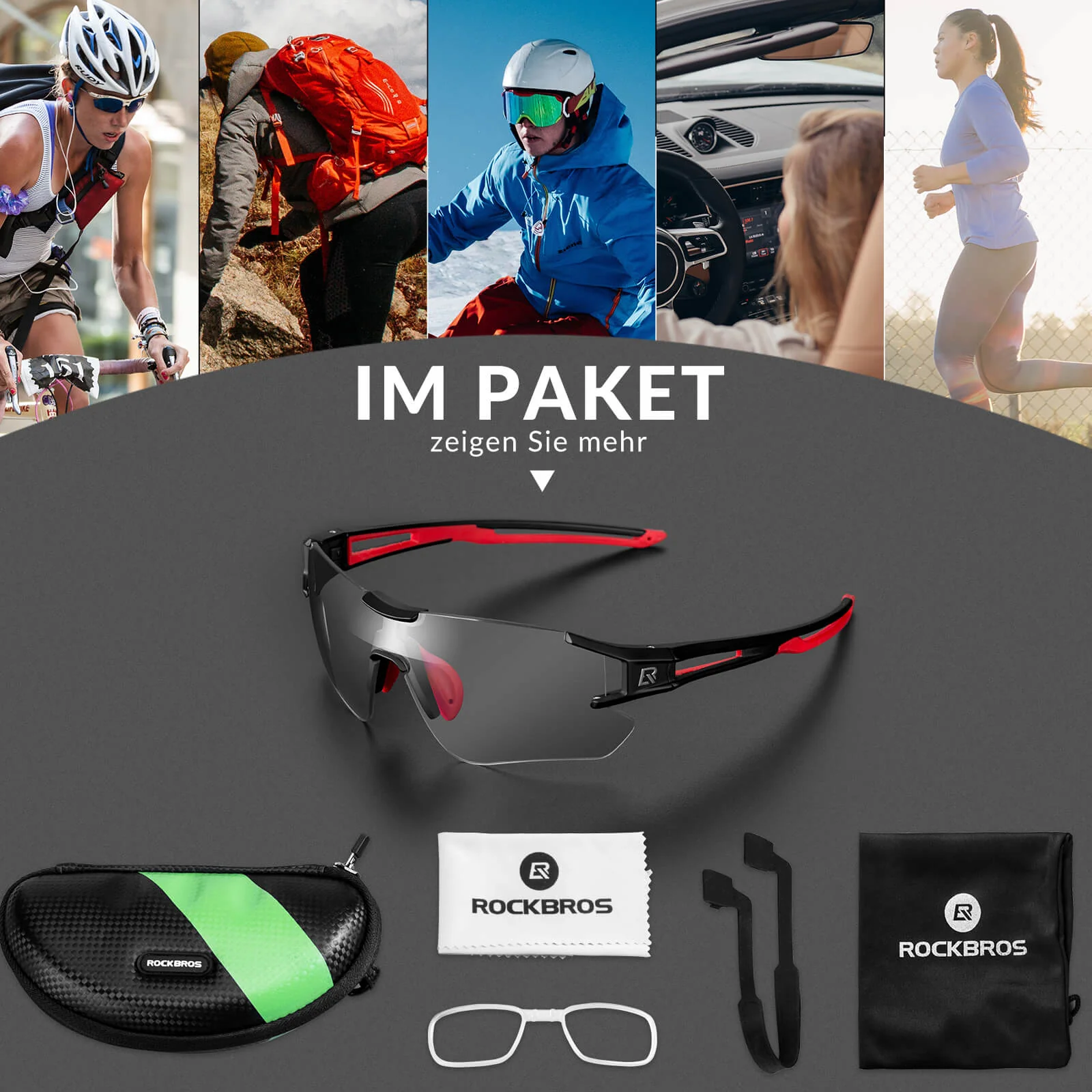 ROCKBROS Fahrradbrille Selbsttönend für Damen & Herren mit UV400 Schutz - Image 12
