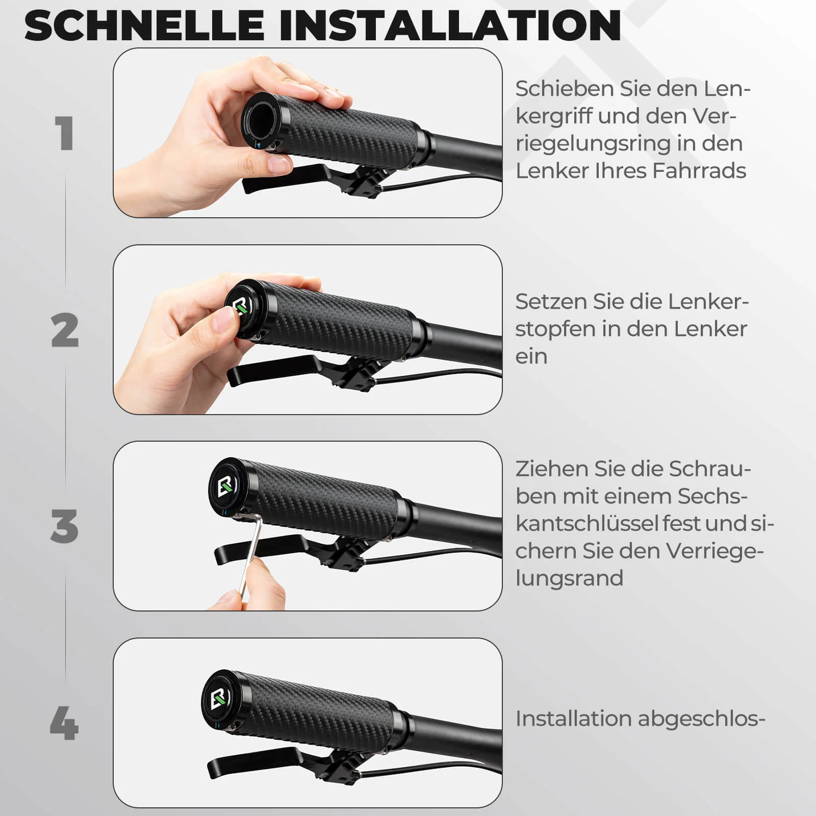 ROCKBROS Fahrradgriffe Kohlenstoffmuster Lenkergriffe Rutschfest 22,2mm - Image 4