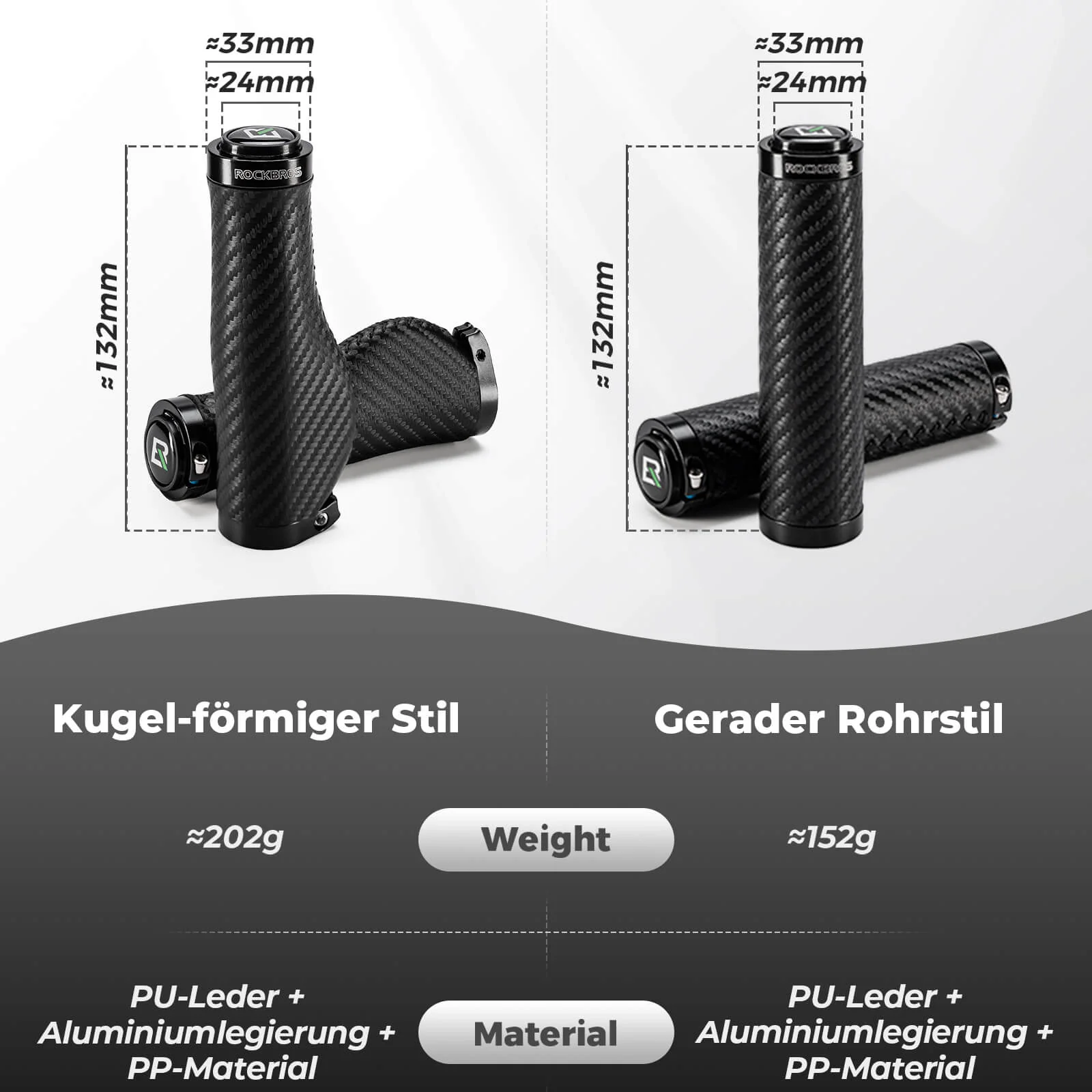 ROCKBROS Fahrradgriffe Kohlenstoffmuster Lenkergriffe Rutschfest 22,2mm - Image 7