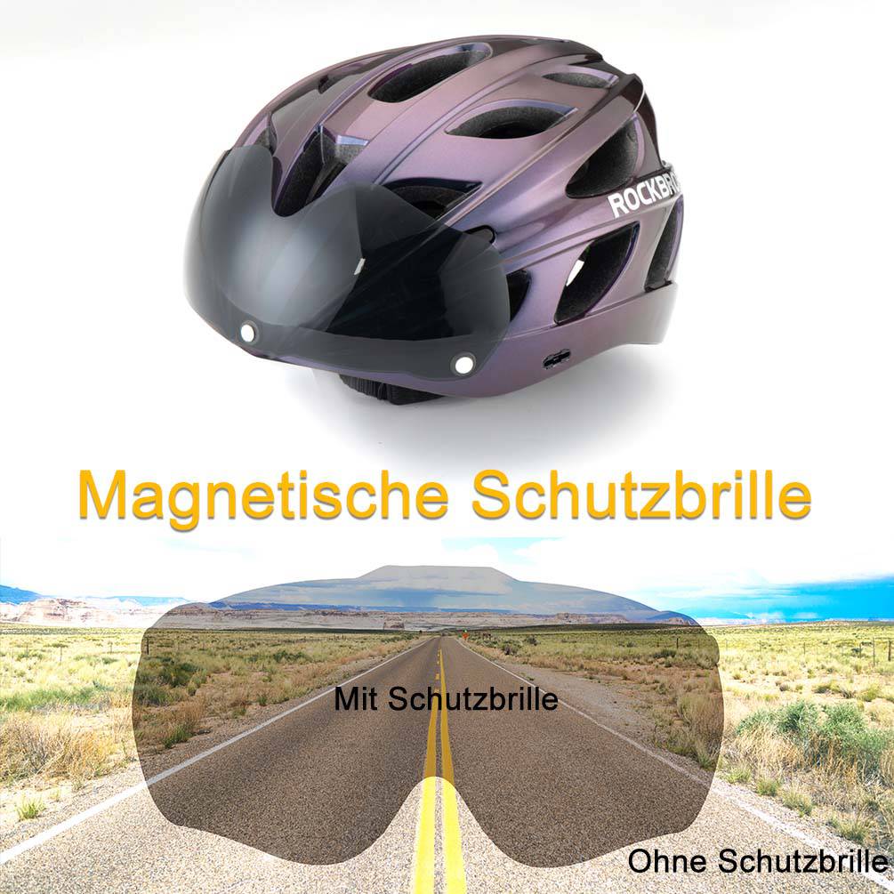 ROCKBROS Fahrradhelm mit integrierter abnehmbarer Magnetbrillen & Visier - Image 17