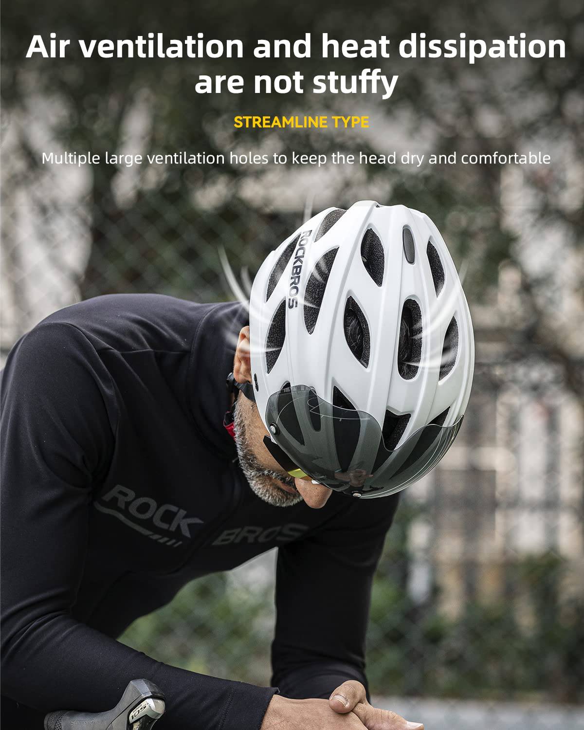 ROCKBROS Fahrradhelm mit integrierter abnehmbarer Magnetbrillen & Visier - Image 23