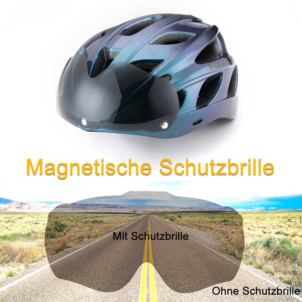 ROCKBROS Fahrradhelm mit integrierter abnehmbarer Magnetbrillen & Visier - Image 24