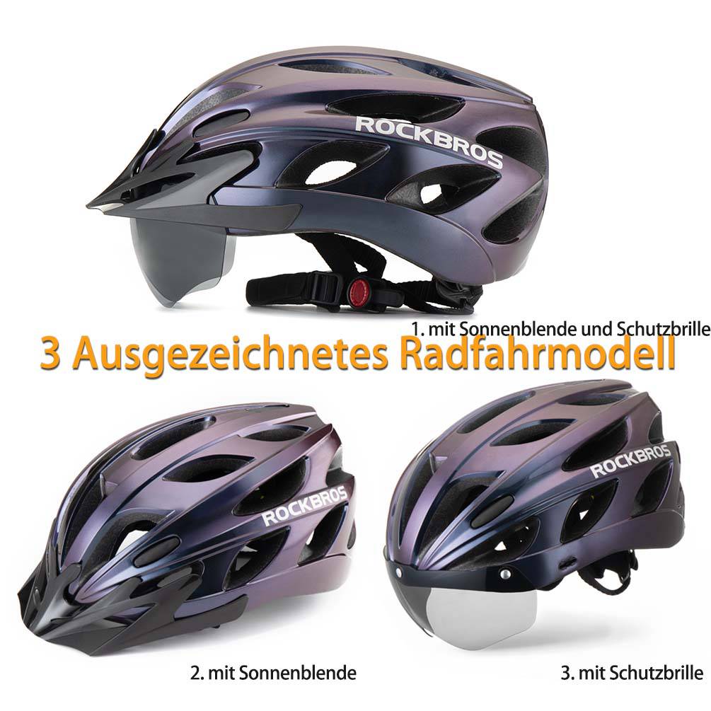 ROCKBROS Fahrradhelm mit integrierter abnehmbarer Magnetbrillen & Visier - Image 6