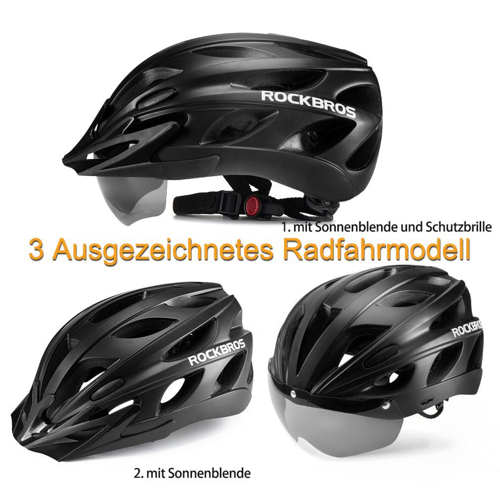 ROCKBROS Fahrradhelm mit integrierter abnehmbarer Magnetbrillen & Visier - Image 7