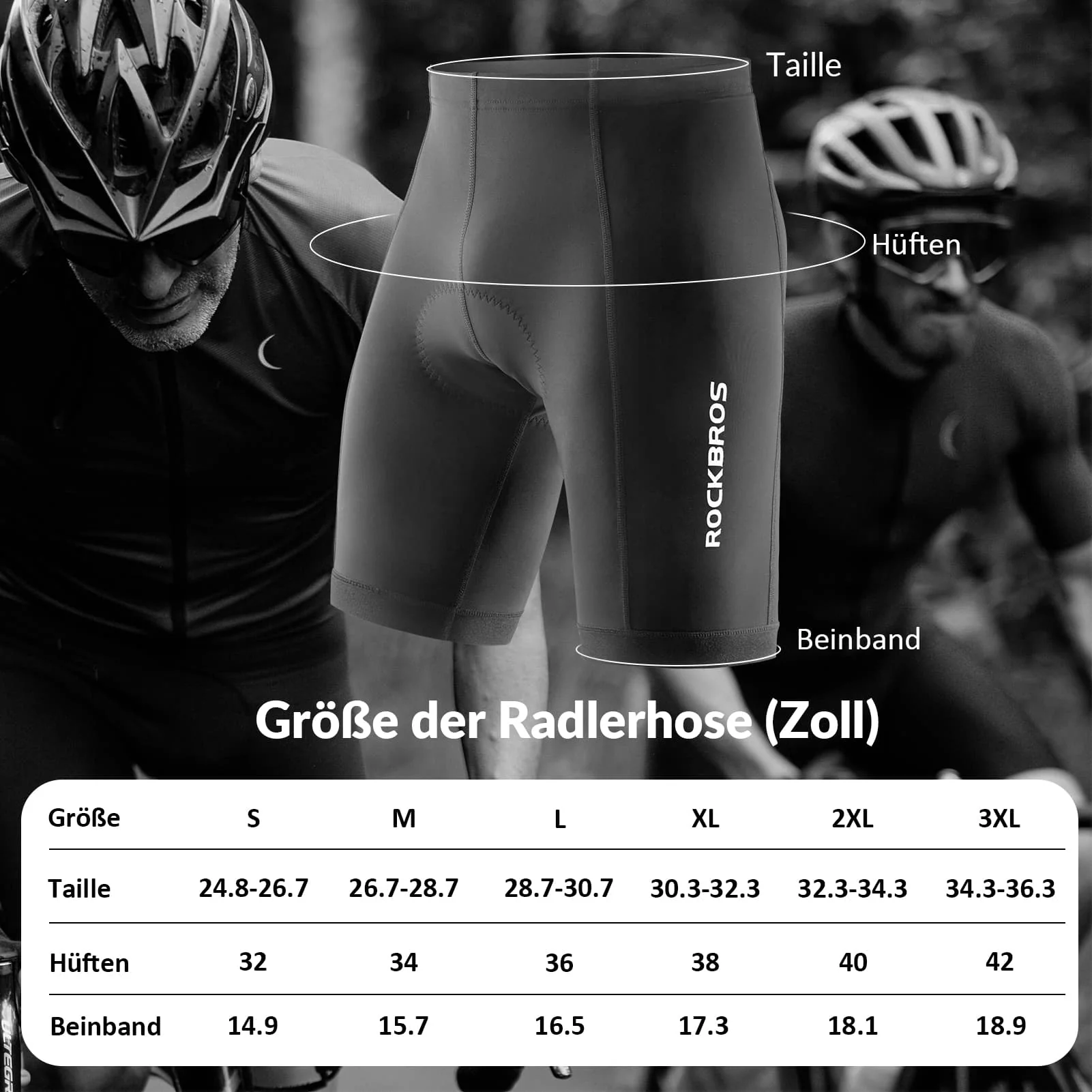 ROCKBROS Fahrradhose mit 3D Sitzpolster Schnell trocken Herren - Image 8