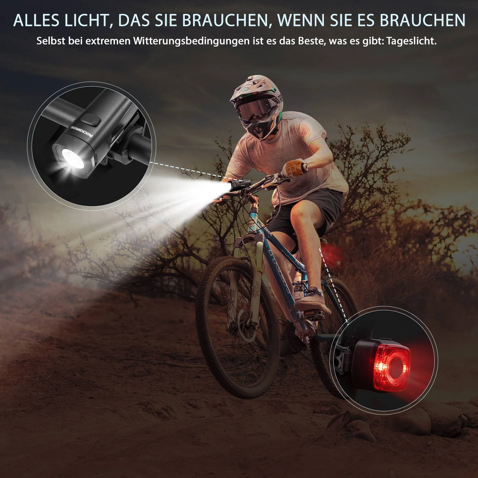 ROCKBROS Fahrradlicht Set Fahrradlampe enthalten Rücklicht & Frontlicht - Image 4