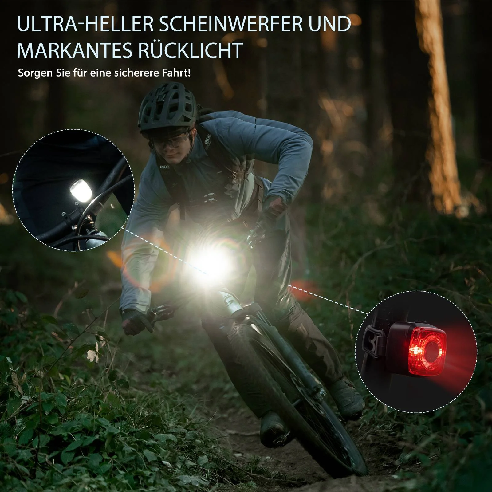 ROCKBROS Fahrradlicht Set USB Aufladbar Fahrrad Frontlicht & Rücklicht - Image 5