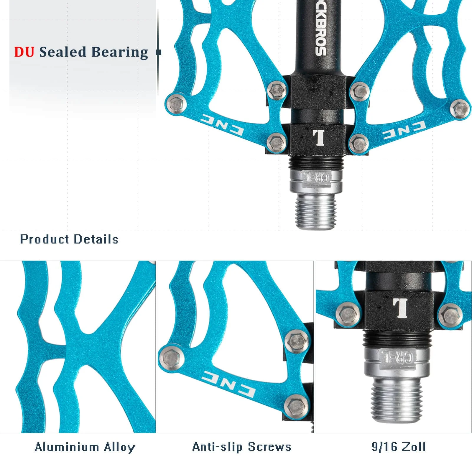 ROCKBROS Fahrradpedale 9/16 Zoll CNC Aluminium mit abgedichteten Lagern - Image 7