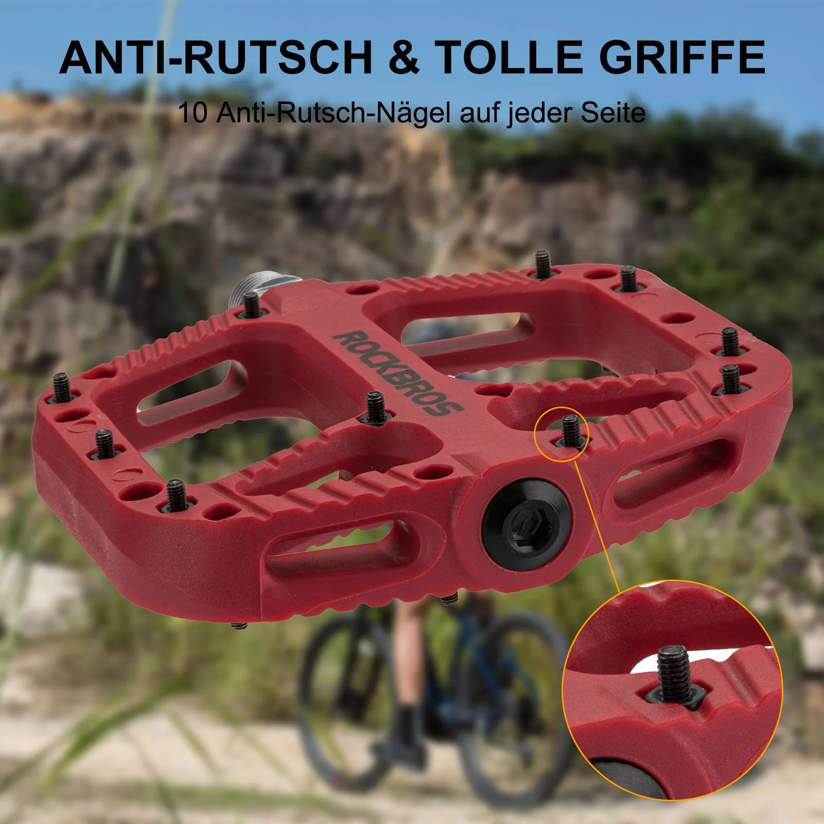 ROCKBROS Fahrradpedale Nylon Flat Pedale 9/16 Zoll mit 3 Bearing - Image 15