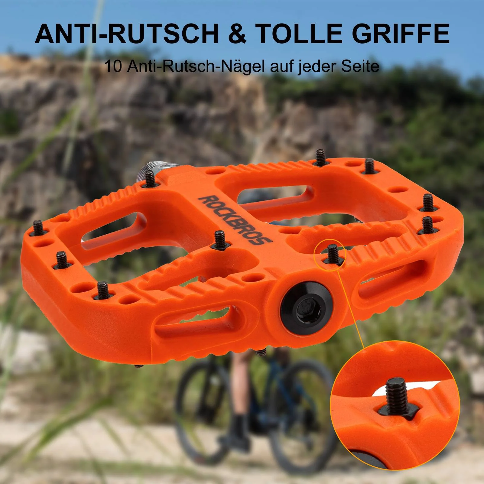 ROCKBROS Fahrradpedale Nylon Flat Pedale 9/16 Zoll mit 3 Bearing - Image 16