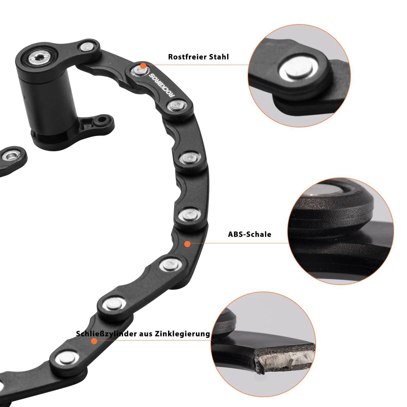 ROCKBROS Fahrradschloss Faltschloss 70 cm Lang Schwarz - Image 13