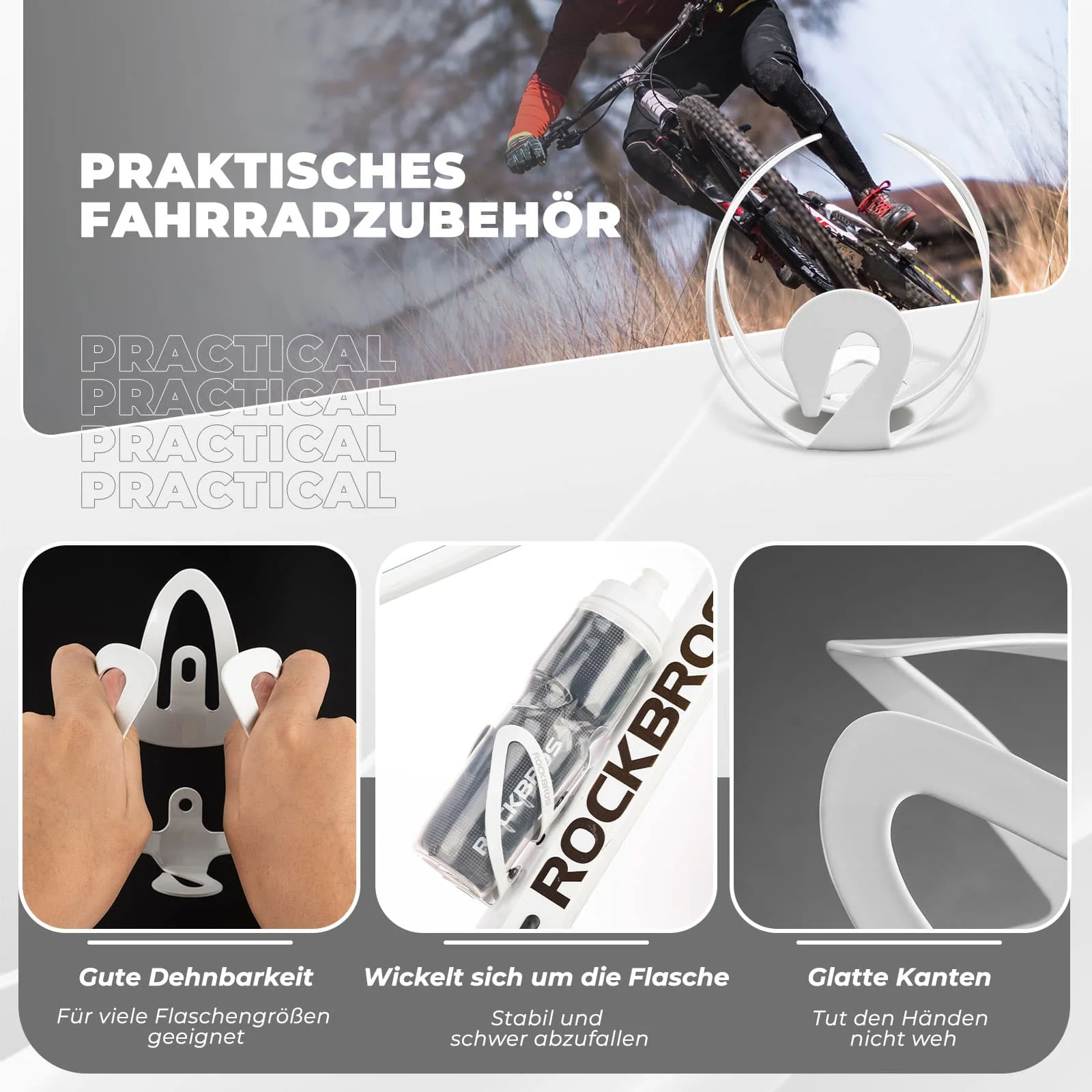 ROCKBROS Flaschenhalter Fahrradzubehör Fahrrad Leicht Getränkehalter Befestig - Image 4