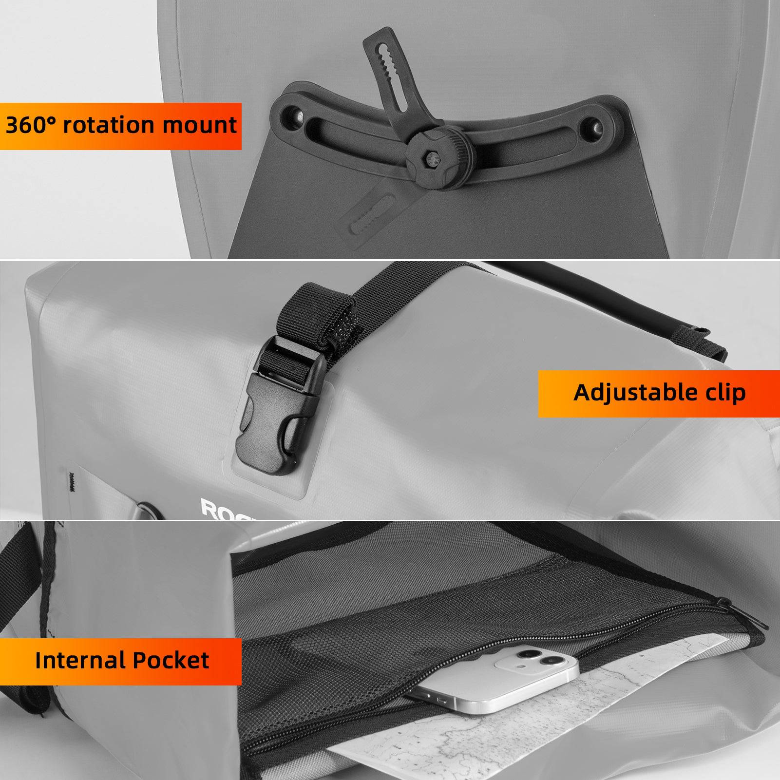 ROCKBROS Gepäckträgertasche 25L-32L 100 % wasserdicht mit Tragegriff - Image 58