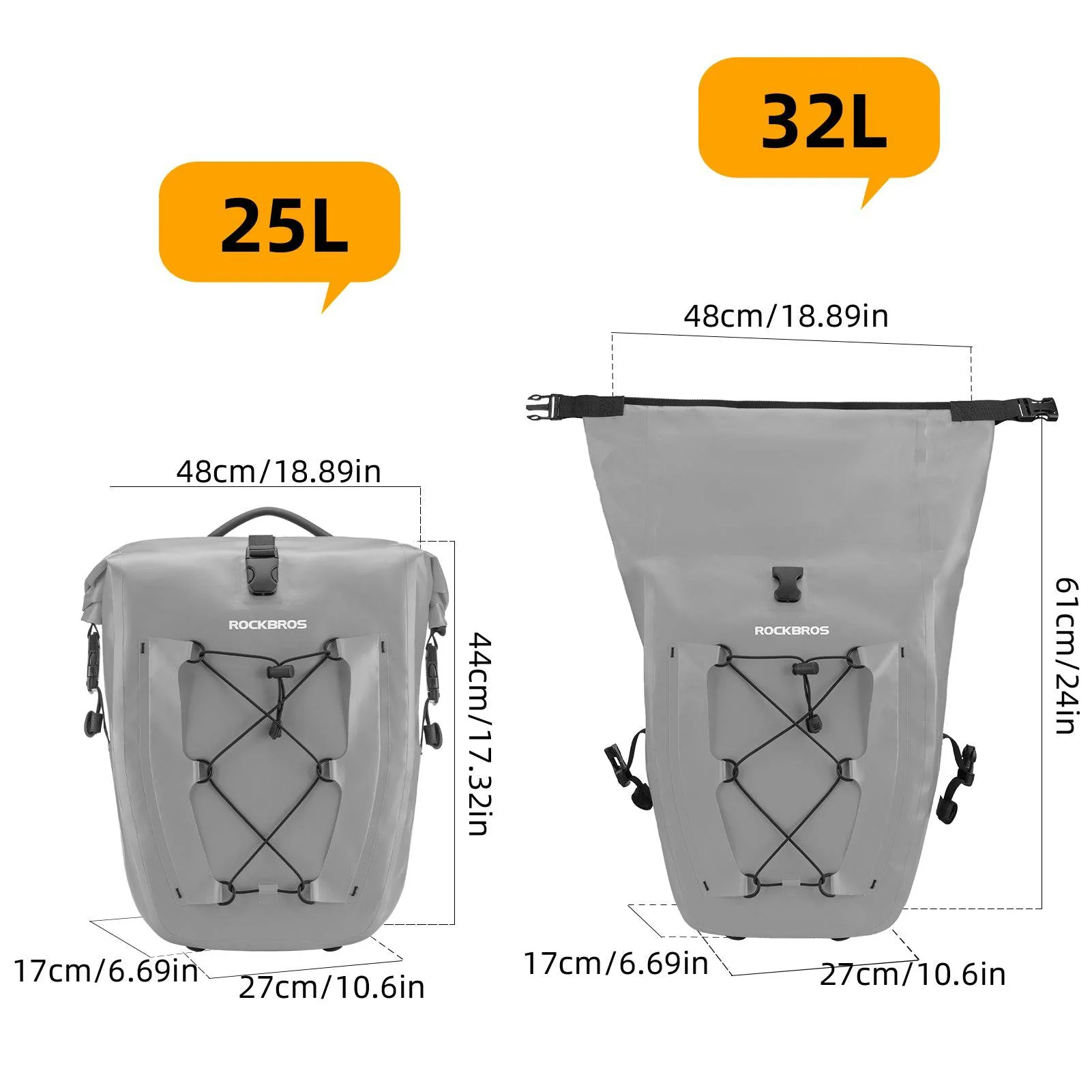 ROCKBROS Gepäckträgertasche 25L-32L 100 % wasserdicht mit Tragegriff - Image 63