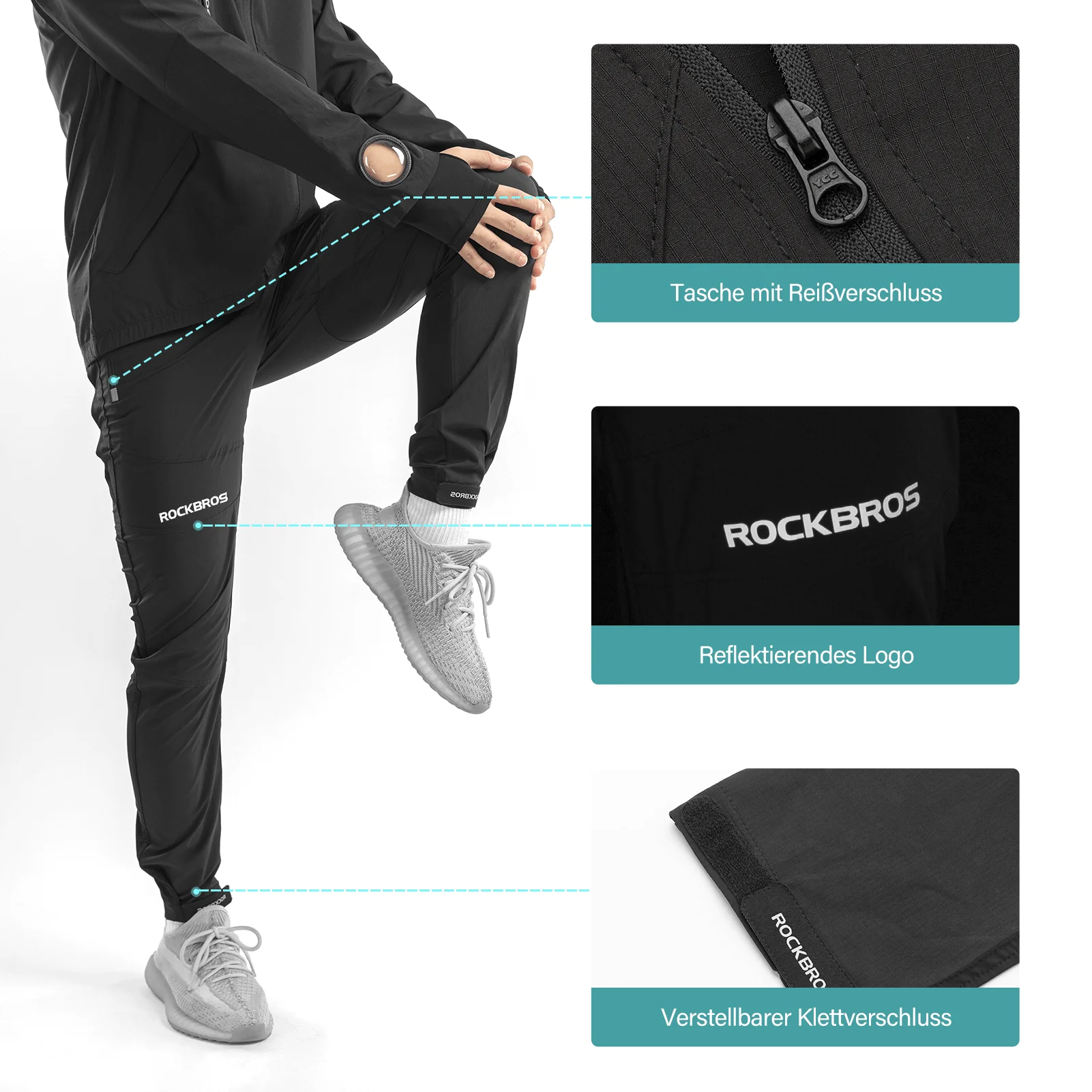 ROCKBROS Herren Radhose mit abnehmbarer gepolsterter - Image 3
