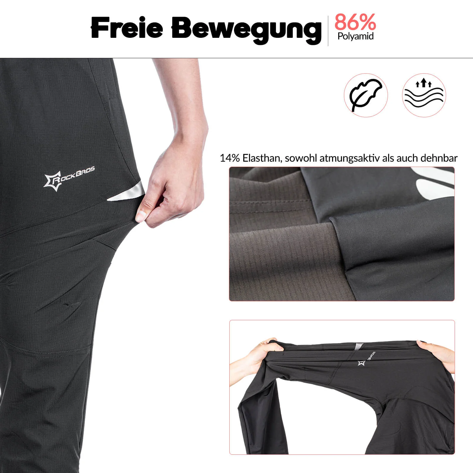 ROCKBROS Herren Radlerhose Atmungsaktiv Lang Fahrradhose Unisex M-4XL - Image 3