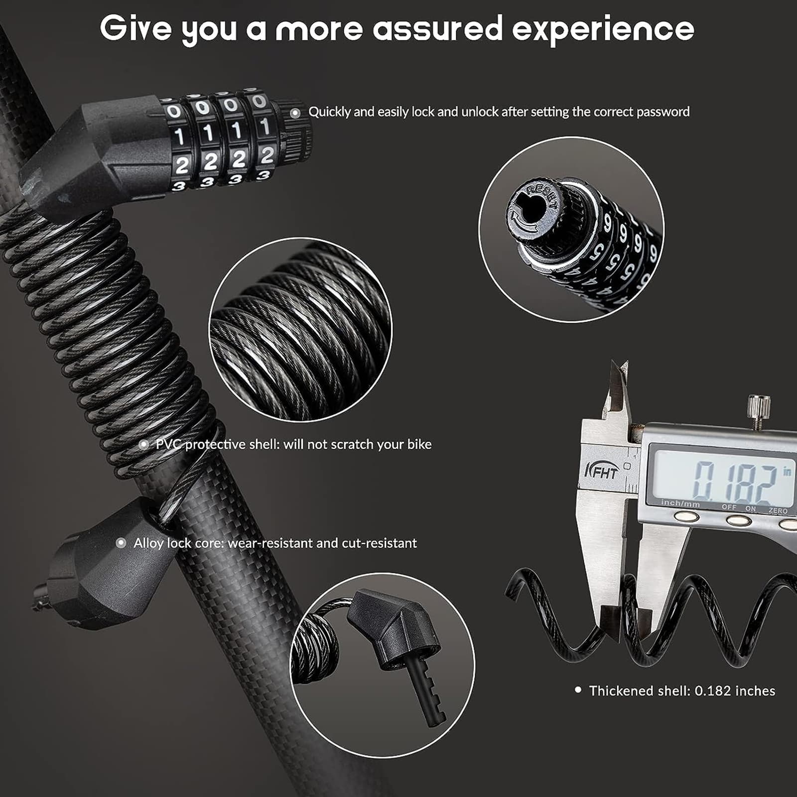 ROCKBROS Kabelschloss Zahlenschloss mit 4-Steillage Zahlencode - Image 4