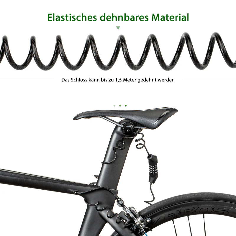 ROCKBROS Kabelschloss Zahlenschloss mit 4-Steillage Zahlencode - Image 6