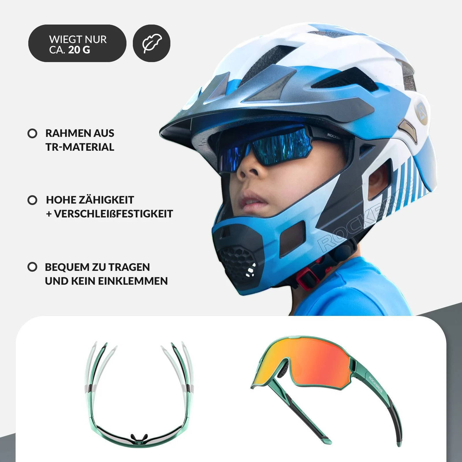 ROCKBROS Kinder Fahrradbrille UV400-Schutz Polarisierte Sonnenbrille - Image 12