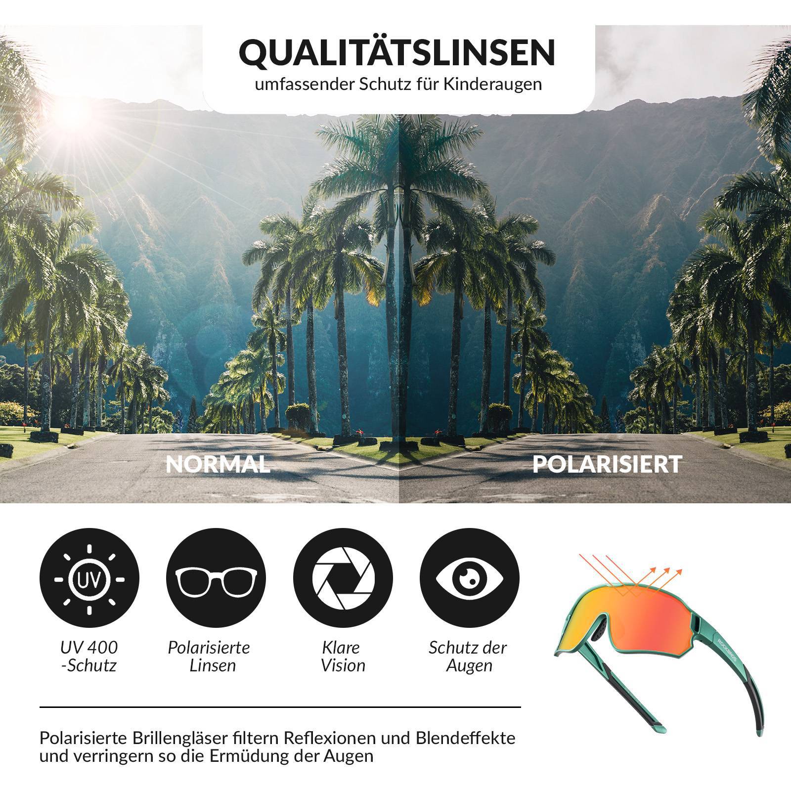 ROCKBROS Kinder Fahrradbrille UV400-Schutz Polarisierte Sonnenbrille - Image 14