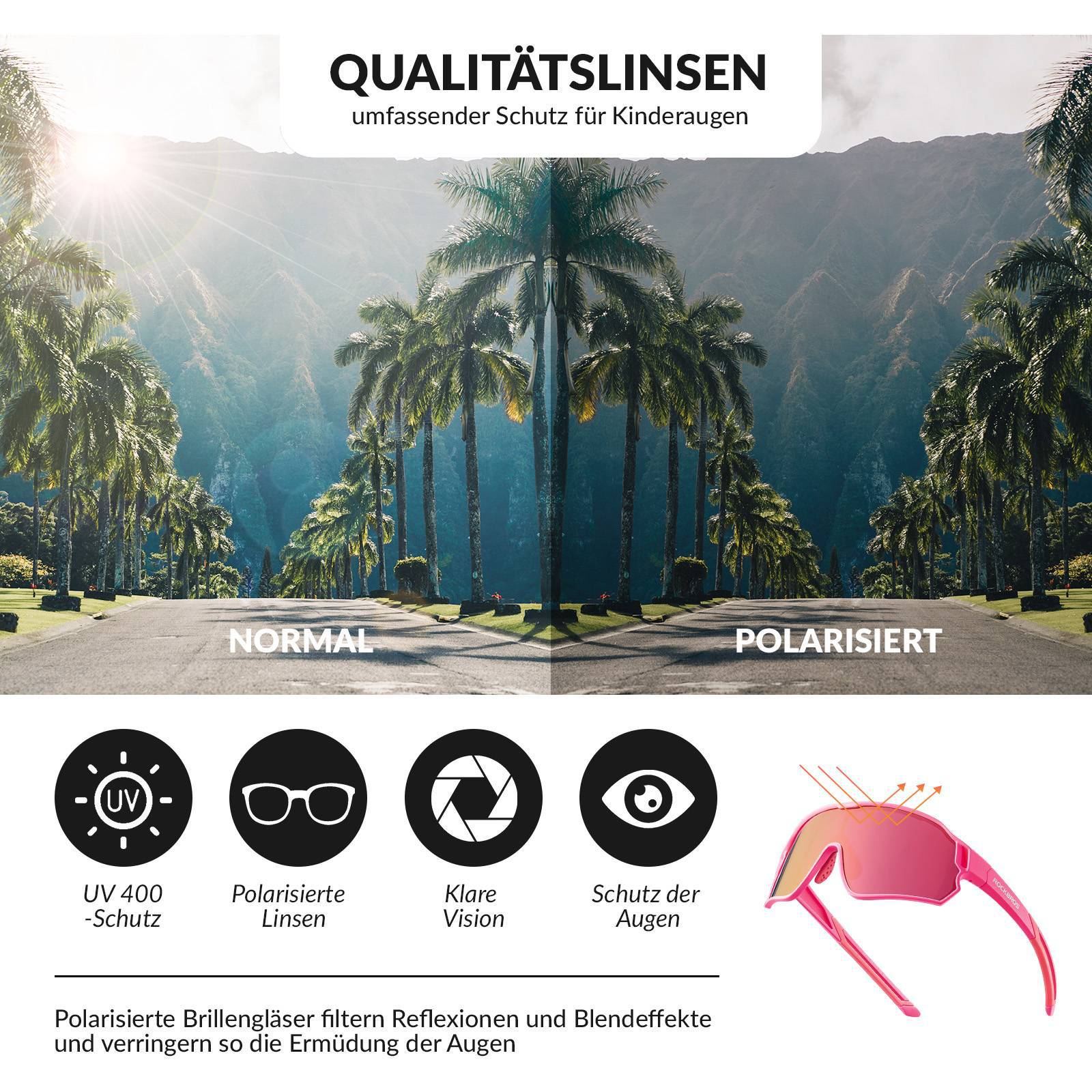 ROCKBROS Kinder Fahrradbrille UV400-Schutz Polarisierte Sonnenbrille - Image 16