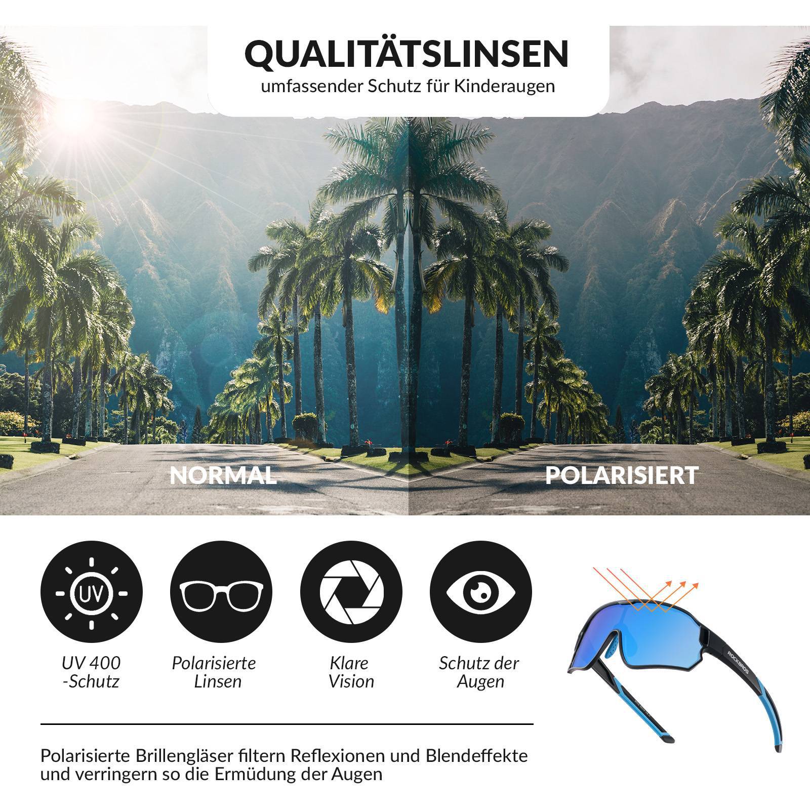 ROCKBROS Kinder Fahrradbrille UV400-Schutz Polarisierte Sonnenbrille - Image 22